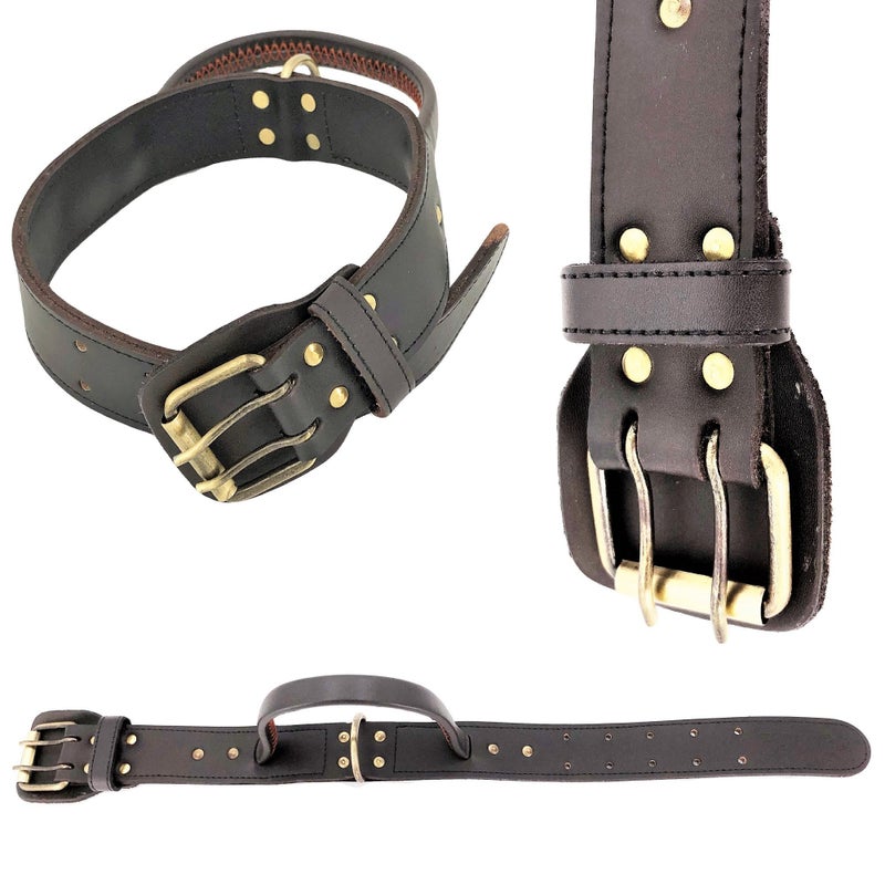 FDC Genuine Real Leather Dog Collar with Handle 1.6" Width Heavy Duty Medium and Large Pet (XL: Neck 16" - 20") - Image 2